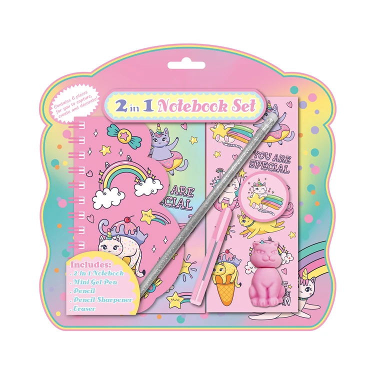 2023 hot selling fancy back to school supplies cute cat design stationery set for students