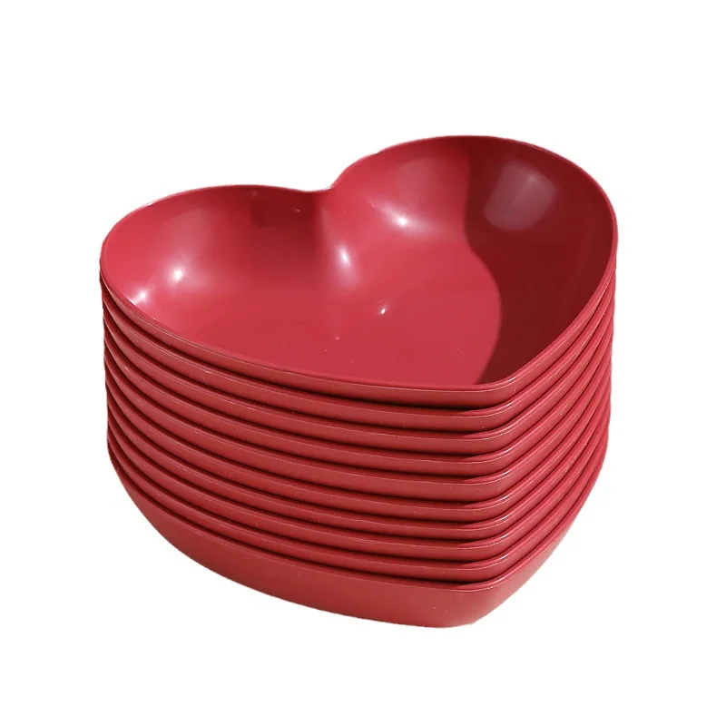 10 Pcs/sets Heart Shaped Dish Fruit Snacks Plate Dinnerware Set Candy And Nut Serving Container Food Dessert Storage Dish