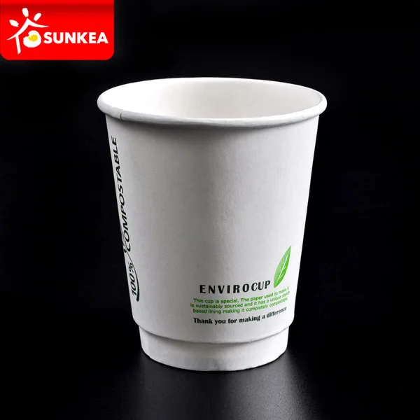 Eco friendly PLA lined 8oz double wall printed paper coffee cup