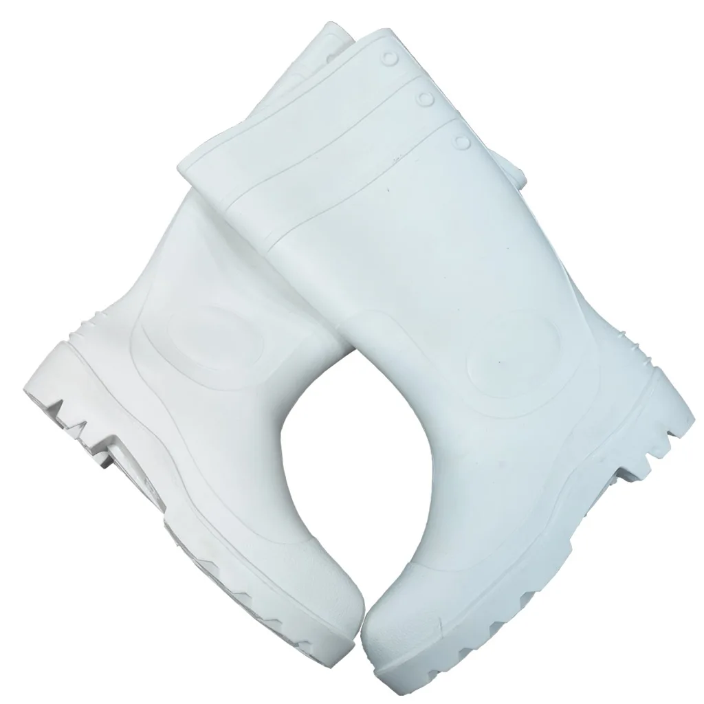 Outdoor wholesale rubber anti-slip white PVC safety rain boots footwear industrial working safety boots