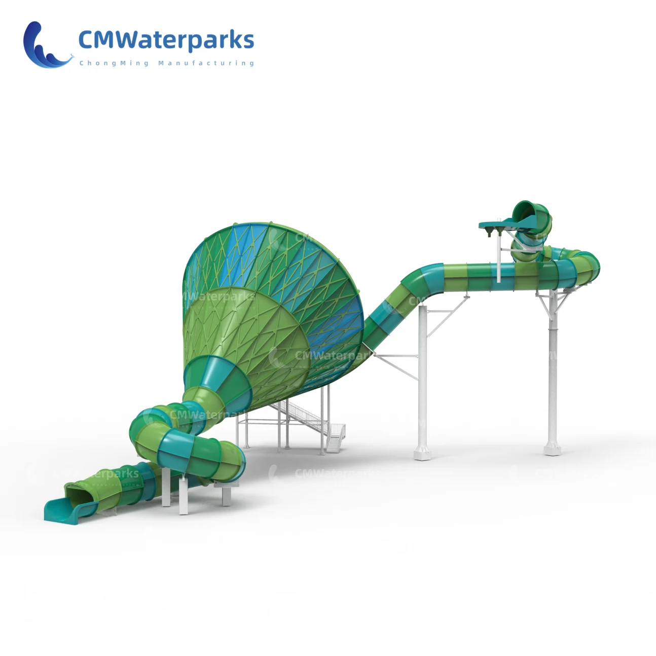 Large Size Adult Large Size Fiberglass Trumpet Water Slides For Sale