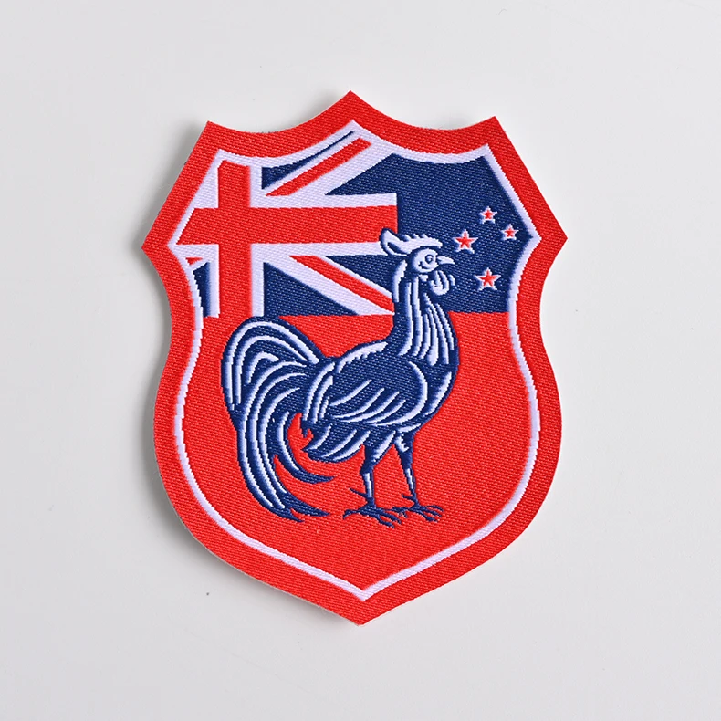 Custom logo wholesale heat press twill felt fabric iron-on chenille embroidery patches for clothes