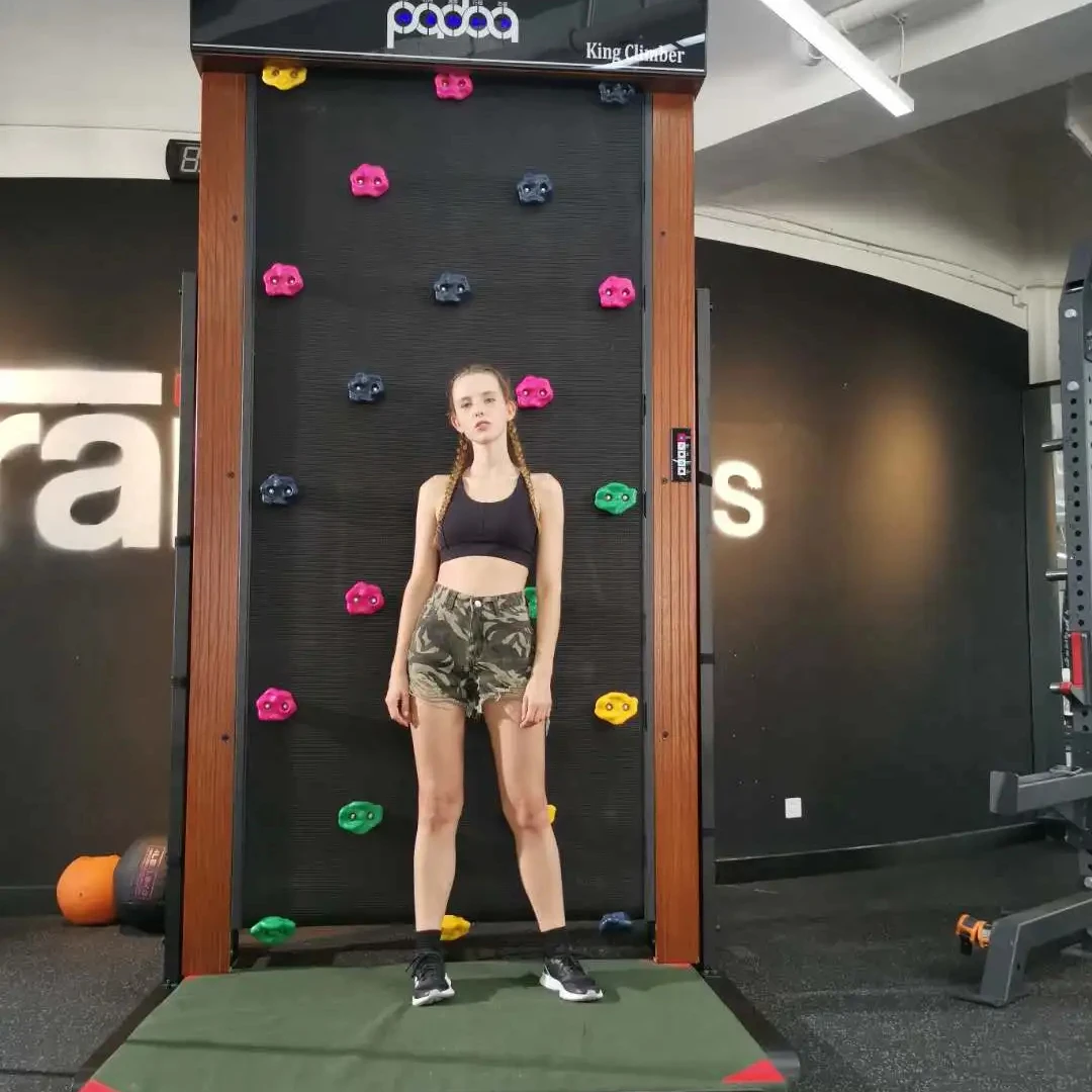 New Design Electric Rock Climbing Wall for kids and beginner, with safe belt and cushion for indoor whole body exercise