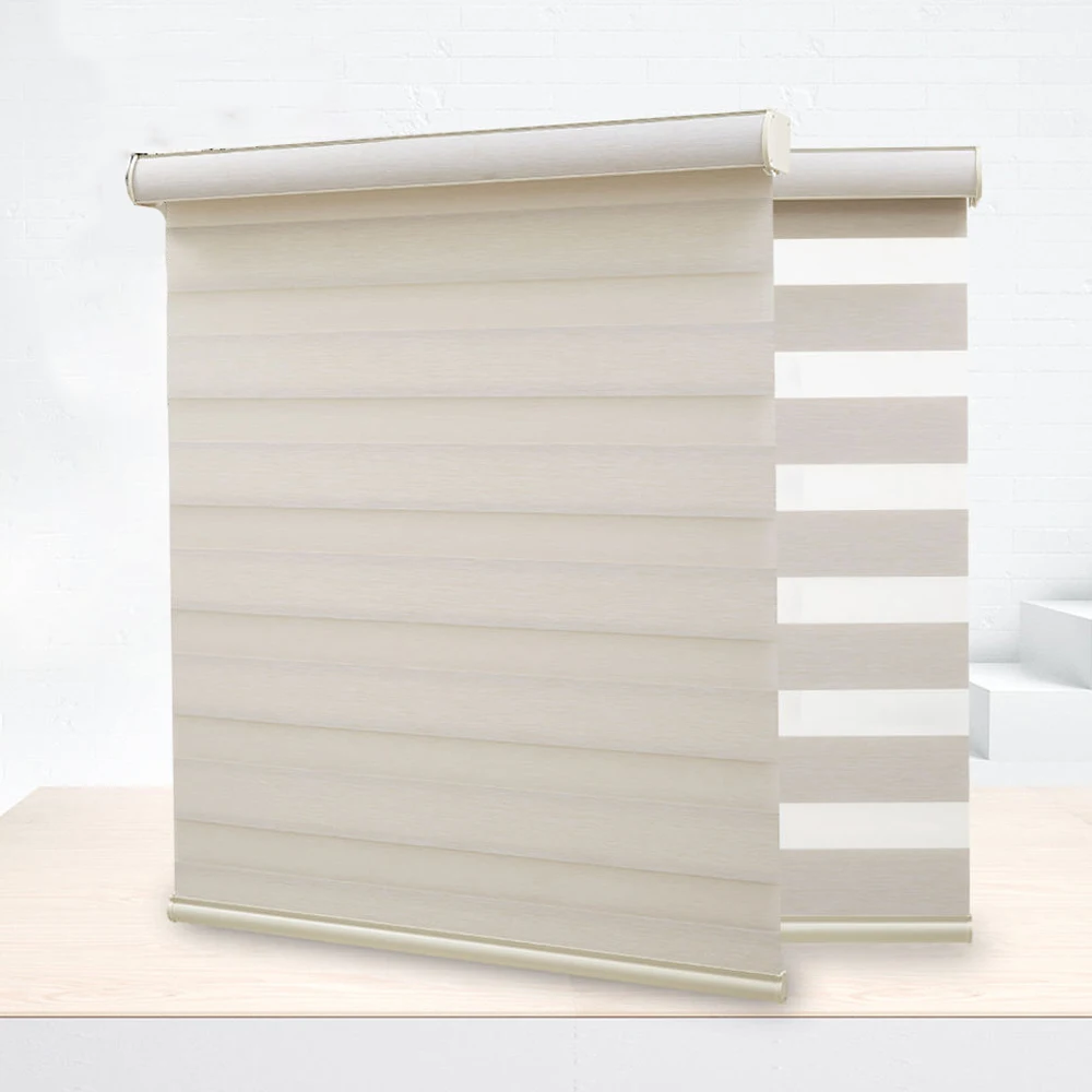 Smart Controlled Battery Operated Wifi Tuya Automatic Double Layer Cordless Zebra Blinds Motorized Curtains For Windows