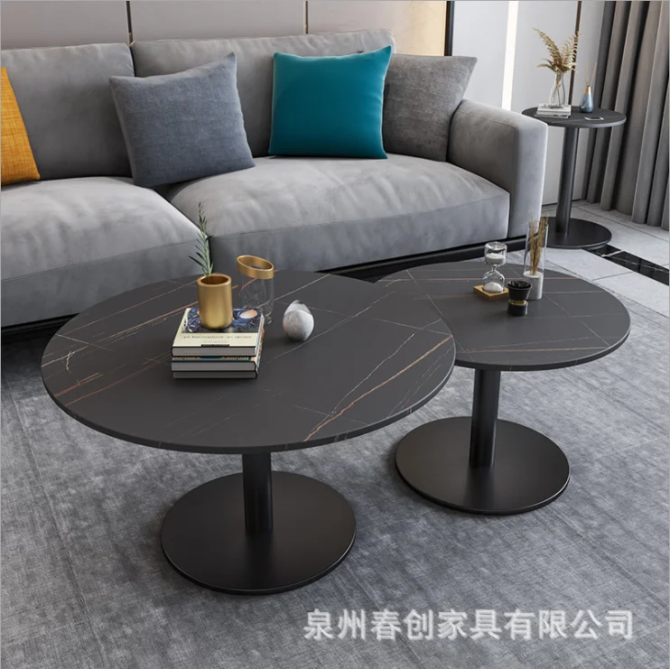 Italian light luxury rock plate dining table family small family multi-person dining table restaurant rectangular iron