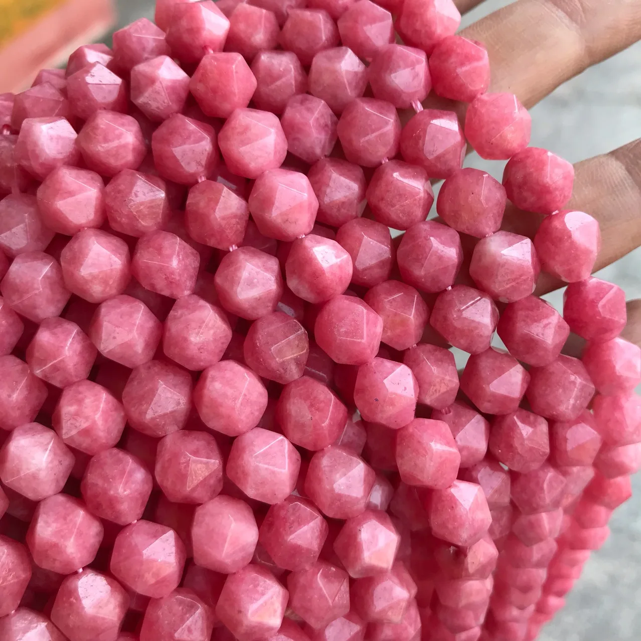 Wholesale Natural Polish Loose Round Matte Faceted Beads Dyed Red Colour Quartz Rhodochrosite for Jewelry Making Chakra Bracelet