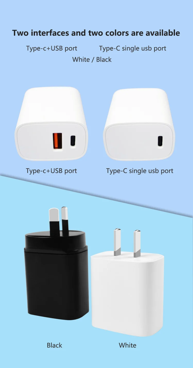 
2021 New Arrivals PD Fast Charging Adapter Dual Port USB-C type-c to Lighting Charger for Mobile Phone 