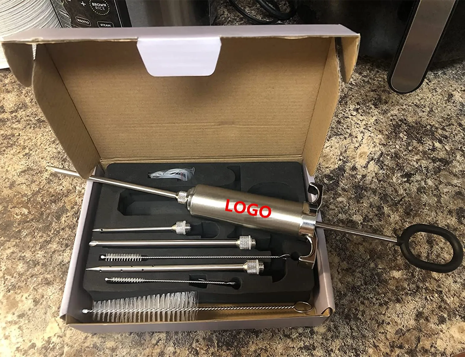 Stainless Steel Meat Injector Marinade Gun for Infusing Steak with Brine Durable Metal Meat Brine Injector