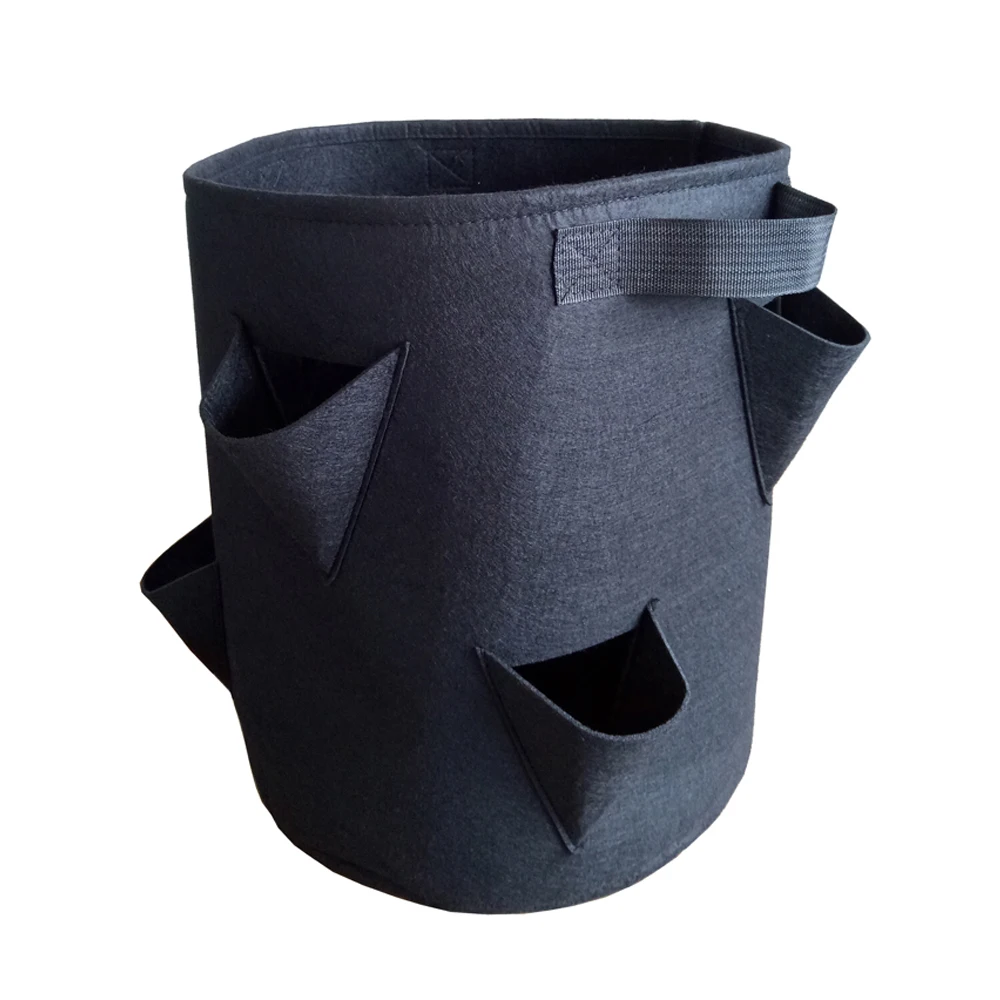 Eco Friendly 7 Gallon 10 Gallon Felt Strawberry Plant Grow Bag With 8 Side Pockets