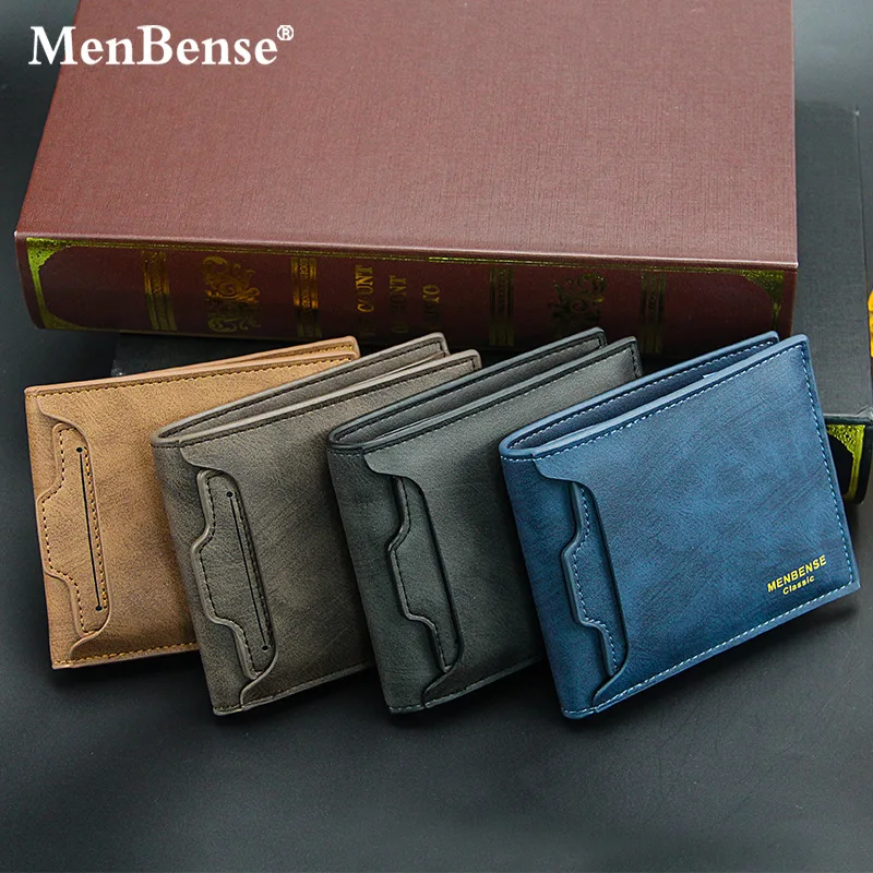 Chinese factory directly Menbense Ready To Ship Best Selling Short PU Leather Men Wallet Bi-Fold Wallets