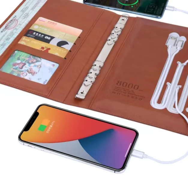 A5 Tri-folded Power Bank Notebook Agenda Planner with  USB Flash Drive Lamp All in One Notepad for Office