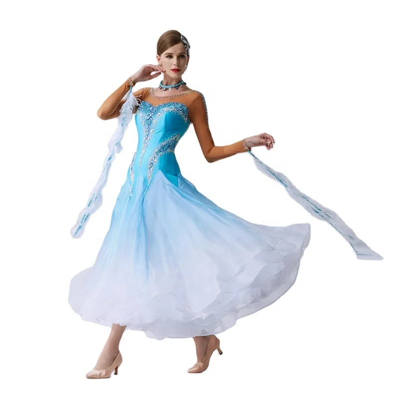 B-19435 New Black Lace Sexy Women Ballroom Dance Dress Long Sleeve Waltz Tango Dance Competition Performance Clothes