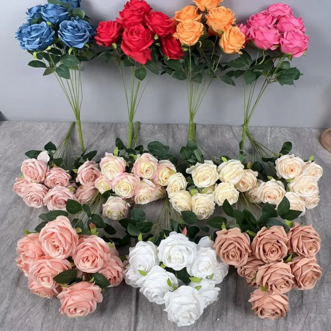 DKB Decorative Flowers Wedding Artificial Flower Rose Bouquet Wedding Supplies 5 Head Hydrangea Artificial Flowers