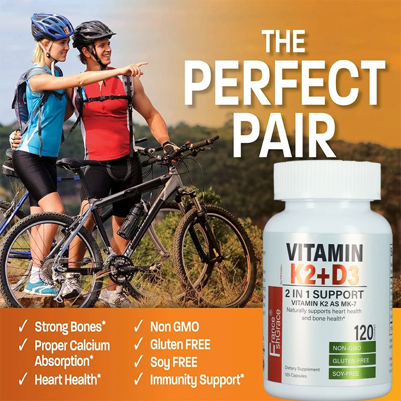 Vitamin K2 (MK7) with D3 Supplement Non-GMO Formula 5000 IU Vitamin D3 & 90 mcg Vitamin K2 MK-7 120 Capsules