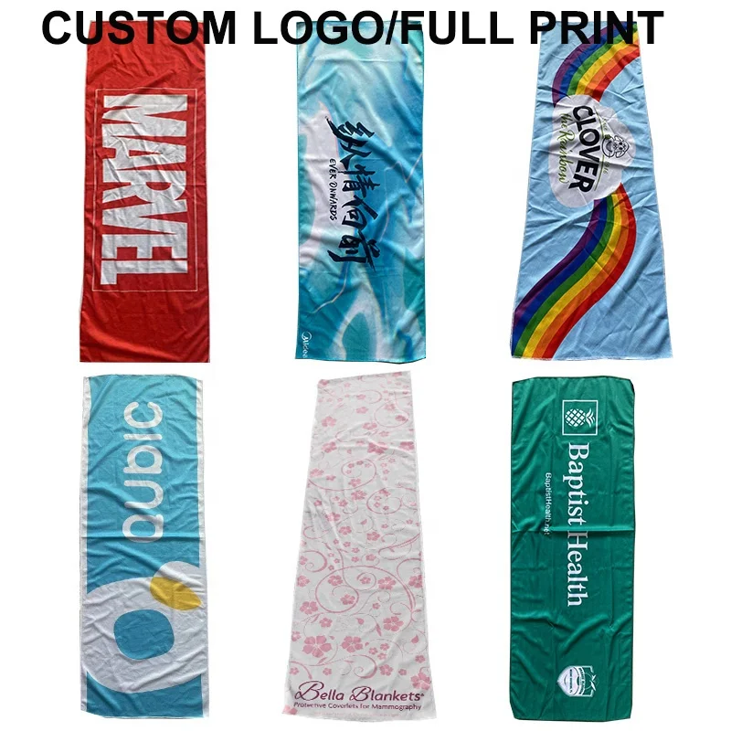 Sublimation instant cooling ice sport chill towel RPET sports microfiber logo custom cooling towels with silicone case for gym