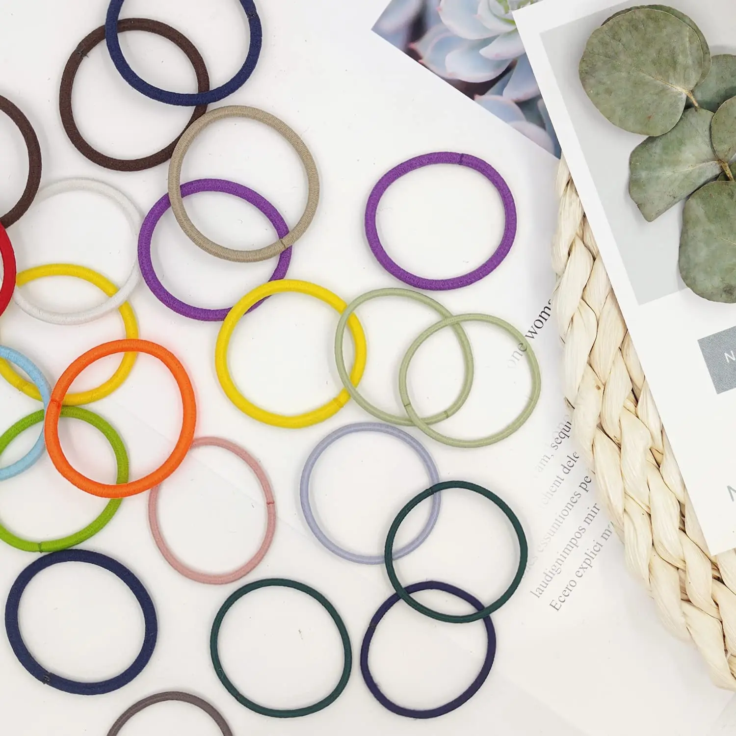 No Metal Hair Elastics Bands Assorted Color for Womens Medium Thick Hair 4mm Ponytail Holder Gentle Hold No Snag Hair Ties