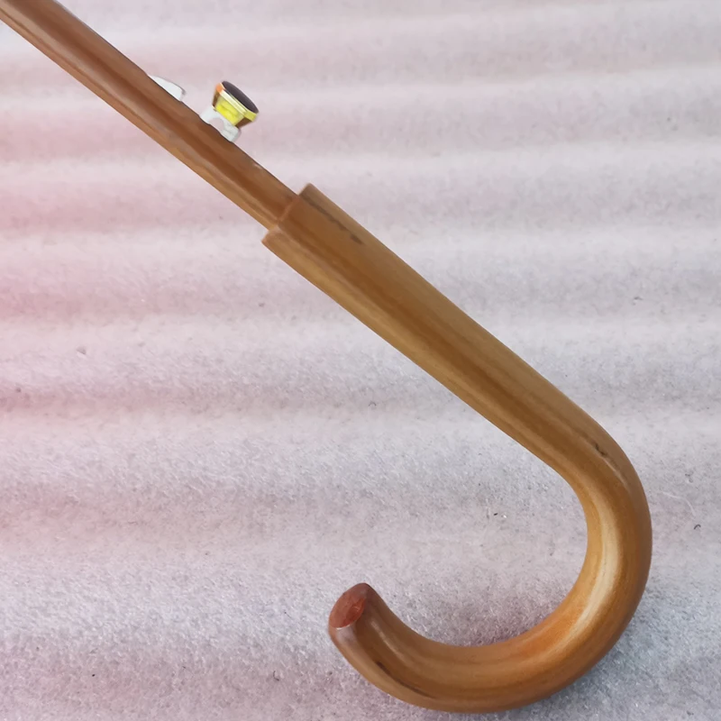 Best Umbrella supplier Wholesale J Wooden Handle Straight Umbrella for the rain Custom wood umbrella with logo