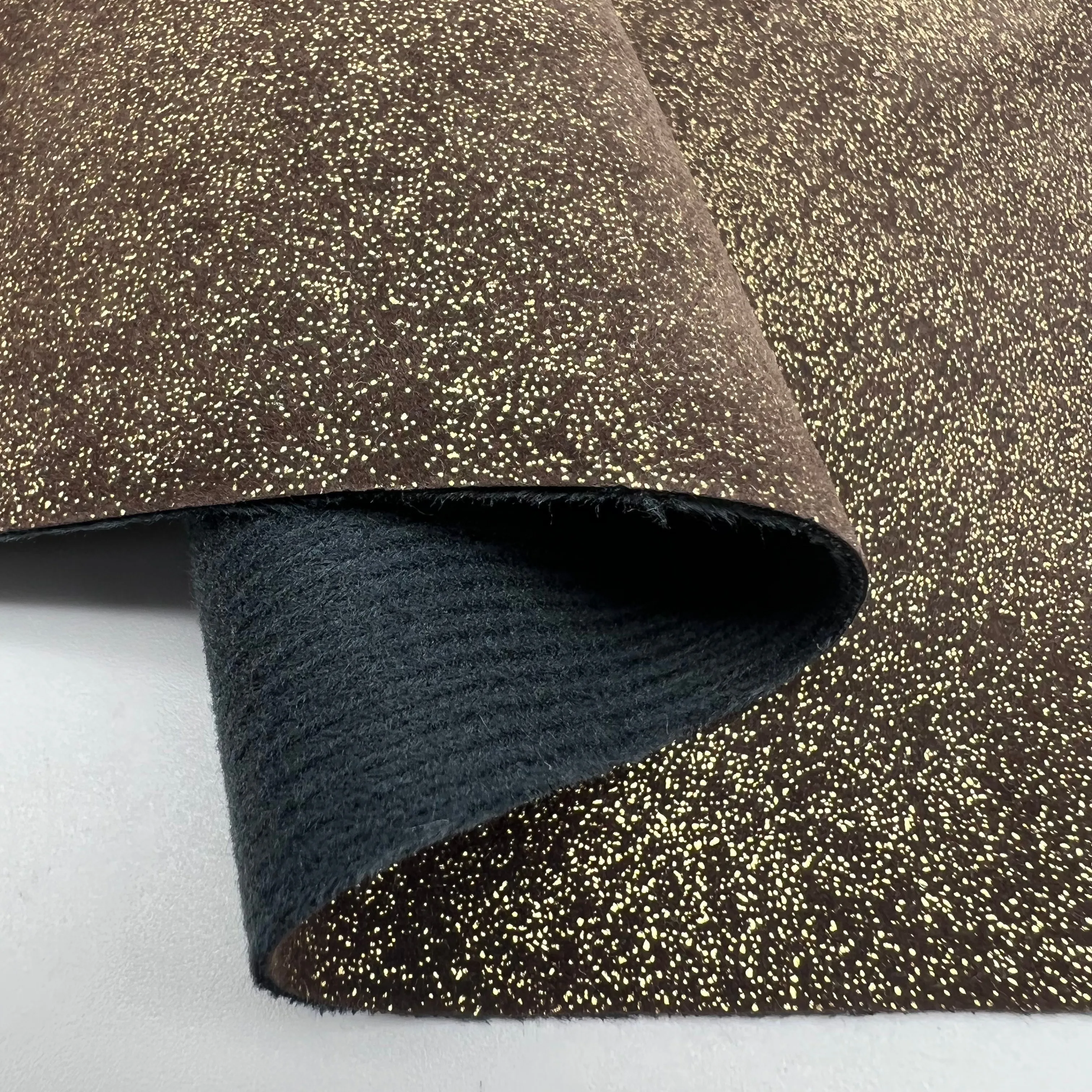 100% Suede Leather with Gold Metal Foiled Stamping Lady Shoes Leather Products