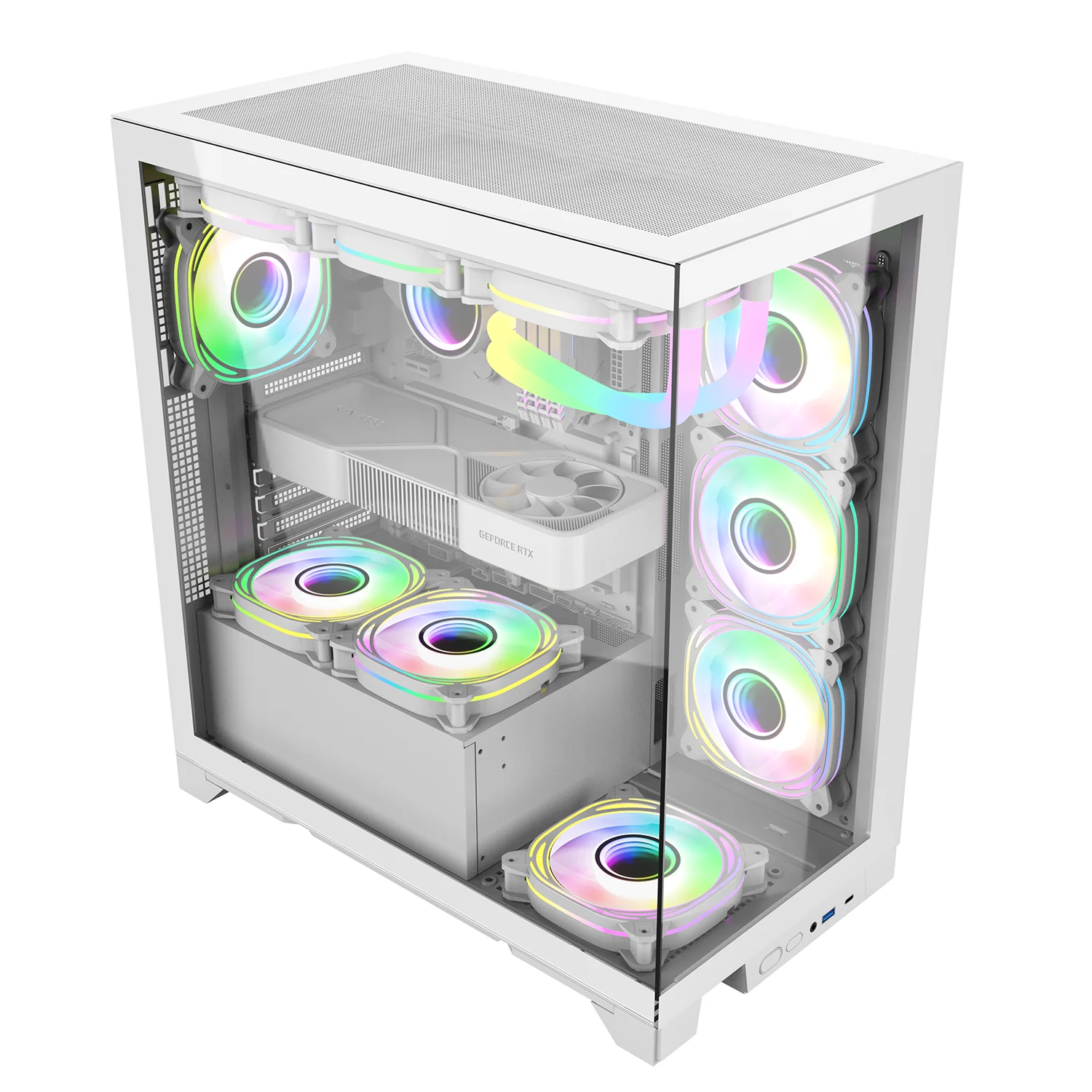 ATX245 Wholesale Top Brand Computer Cases Tempered Glass Panel Full Vision Gaming Pc Case ATX PC Gaming Case with Water Cooler