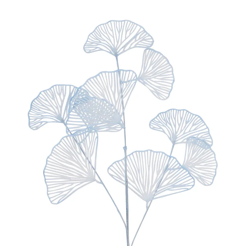 3-fork Simulation Ginkgo Leaf Fake Flower Gold Fan Wedding Artificial Flower Plants Wedding Guide Decorative Flower