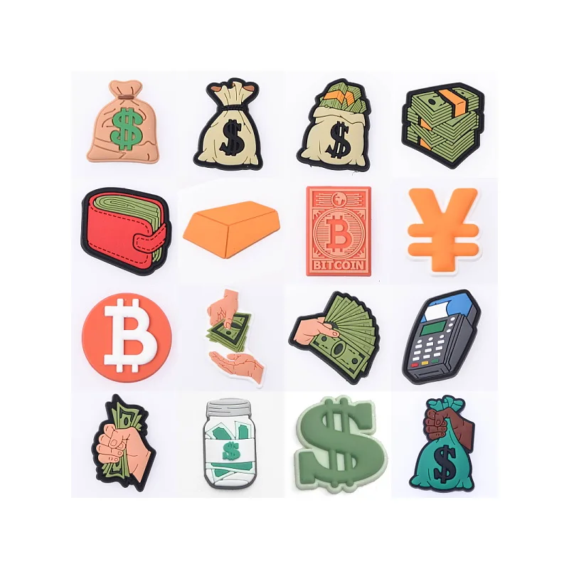 dollar sign shoe charm for wholesale wad of bills shoe charm stolen Money bag shoe charm for clog decoration