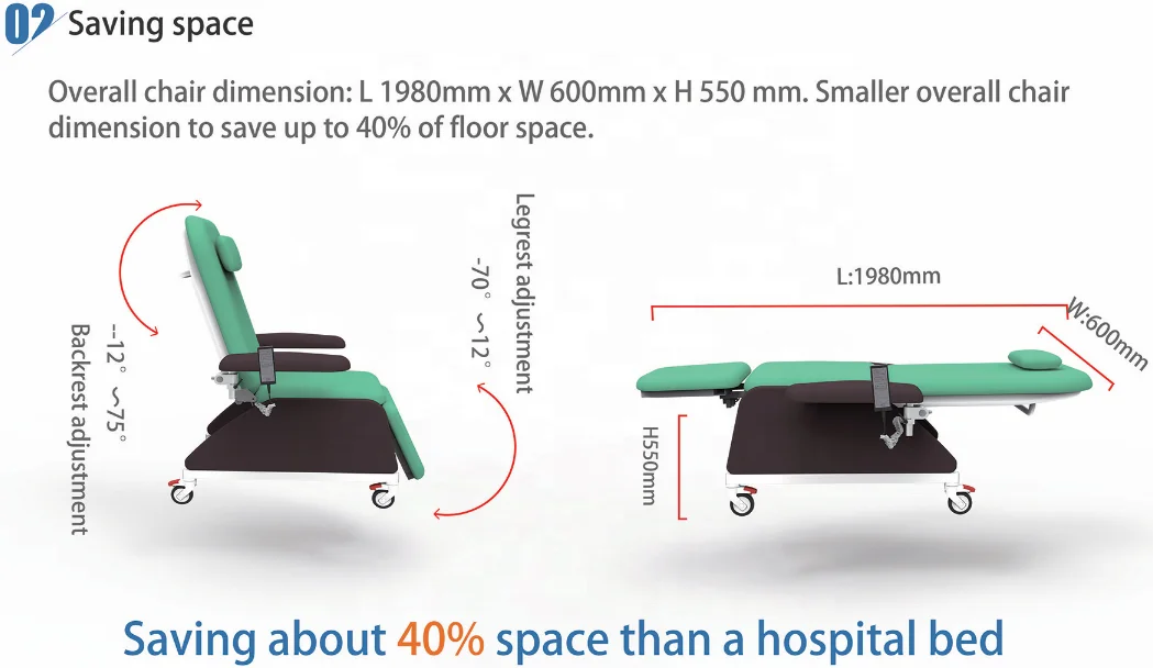 2024 DC-E-P10 Medical Comfortable luxury electric hospital blood donation medical dialysis treatment chairs