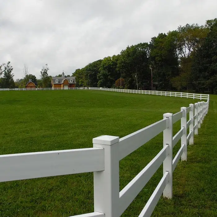 Fentech Professional White Vinyl PVC Plastic 3 Rail Horse Fence, Horse Rail Fence