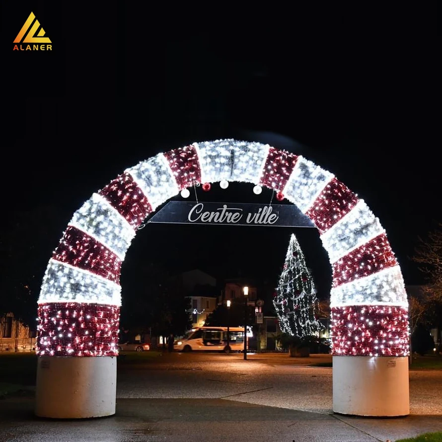 Outdoor high bright cross street Christmas arch displays LED 3D arch landscape lights for garden