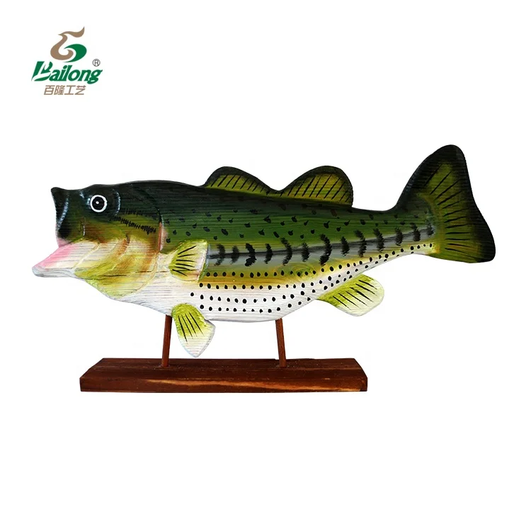 Handicraft Pine Craft Rustic Vintage Nautical Home Decor Hand Carved Wooden Wood Carving Fish Home Decoration Antique