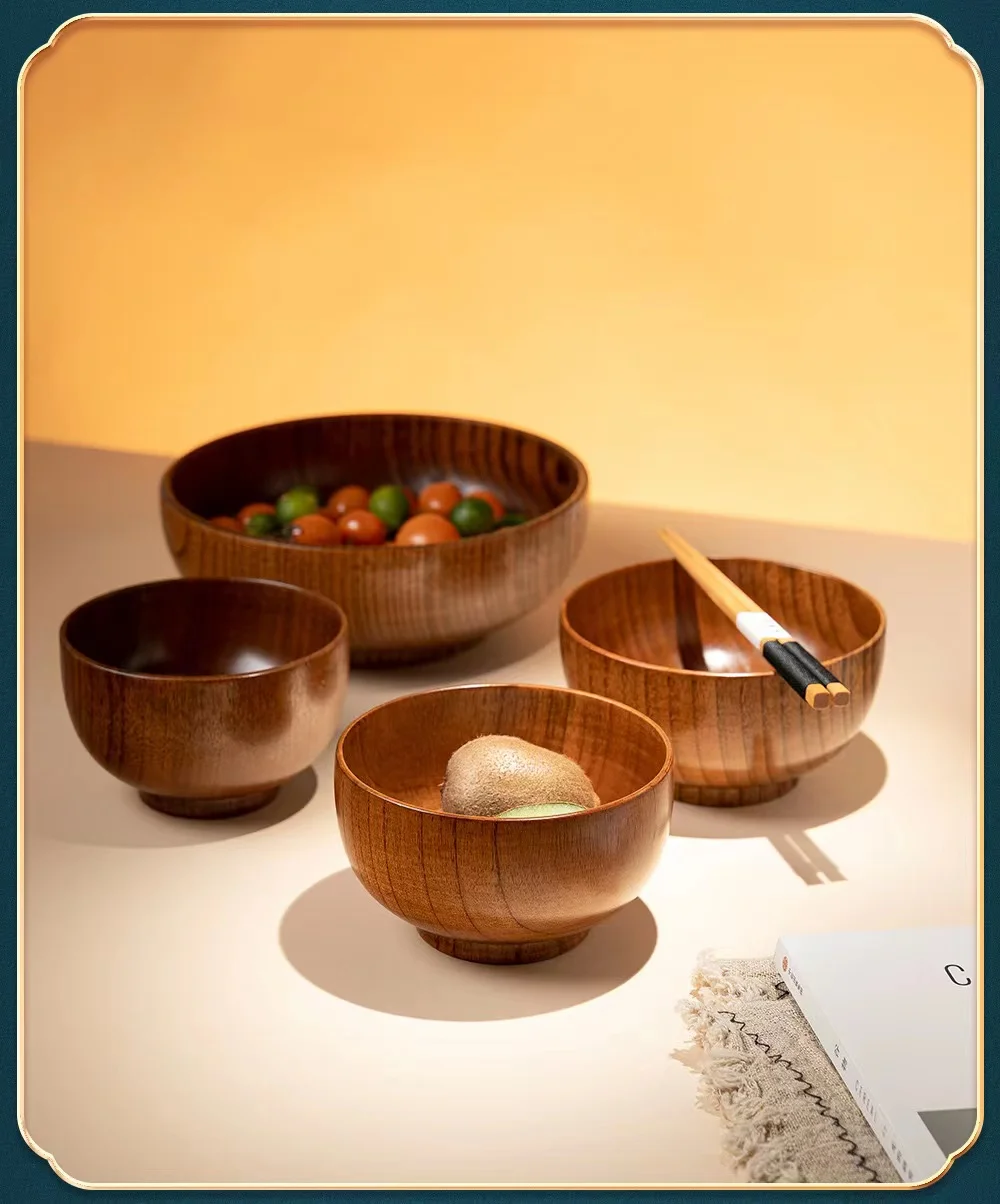 Decorative Dessert Fruit Salad Bowl Custom Wooden Dinner Bowl Portable Mini Round Bowl 9x9x6cm