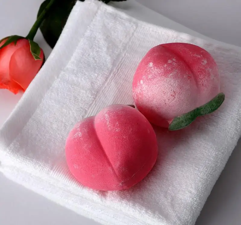 
OEM customize packing vegan organic bath bomb peach shape fizzy kids private label 