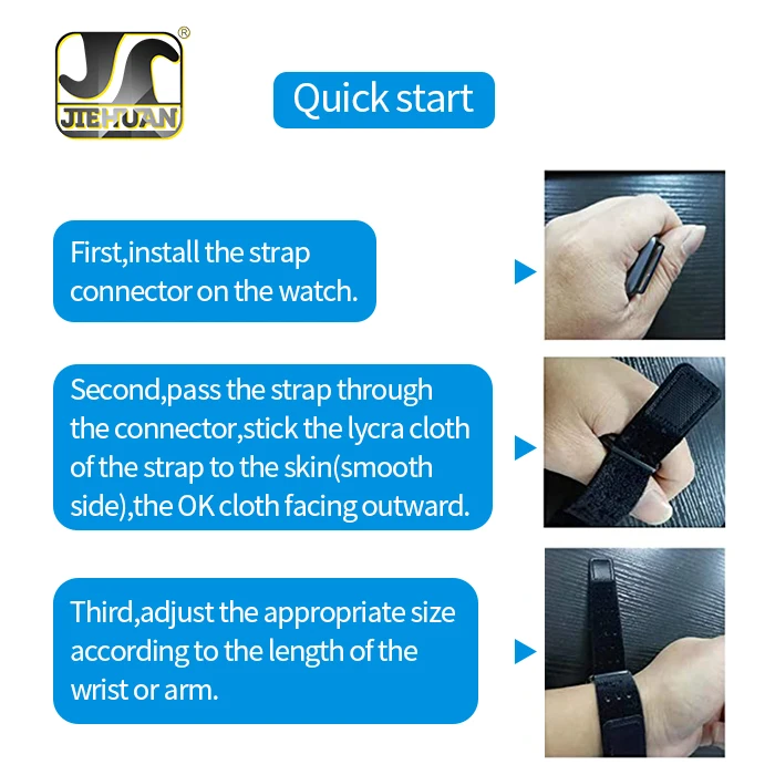 Jiehuan Precision Sport Loop Armbands Customizable Soft Straps with Heart Rate Monitoring Tracking Watch Bands for Sports