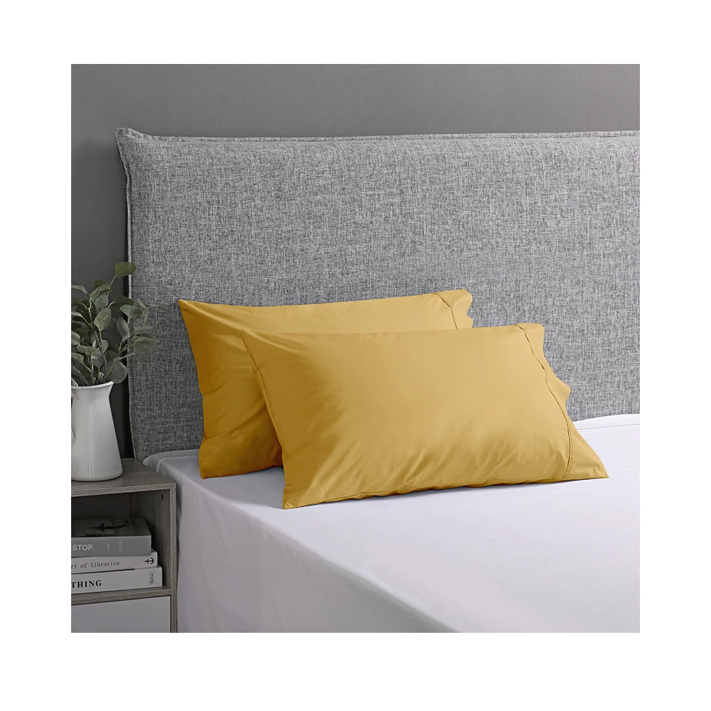 Factory Price Soft Cotton Fabric Yellow Protector Pillow Case Cover For Hotel Home
