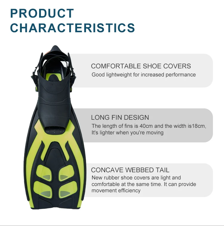 Factory Professional Swimming Diving Snorkeling Flipper Equipment Long Blade Freediving Fins