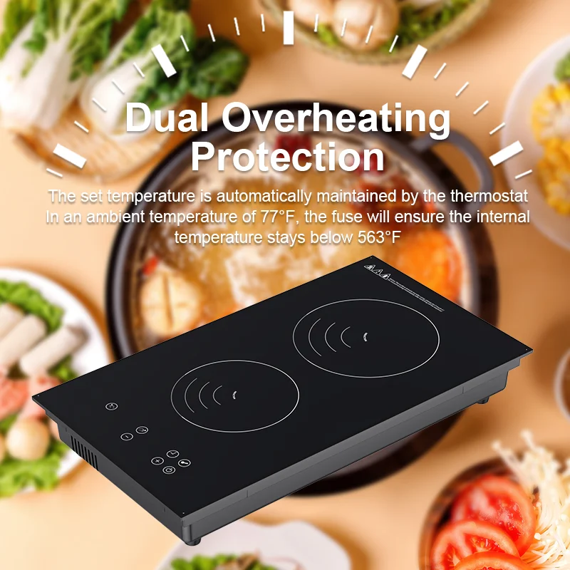 Professional Product 3000W Dual Cooker 9 Power Level Setting Induction Cooktop 2 Burner Heater Induction Cooker