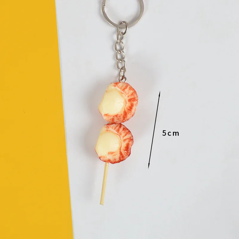Fun mini simulation BBQ Japanese BBQ skewer food play meat skewer egg pendant Key chain accessories school bag car key ring