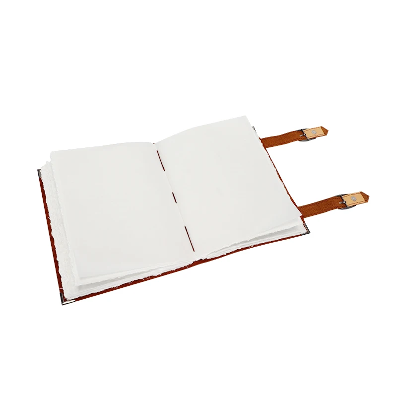 Handmade Soft Recycled Leather Cover Pages Drawing Sketch Book Rice Paper Gift OEM Pencil Leather Journal Notebook A5 Debossed