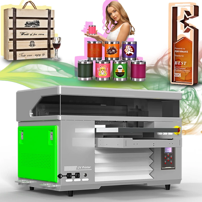 New 4060 UV DTF printer UV printer printing wooden box bottle trophy acrylic AB glue varnish desktop small A2 UV inkjet printer