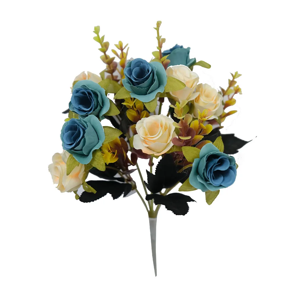 lusia cheap artificial wedding decoration small silk rose bouquets vintage colorful mini floral bouquet party home office