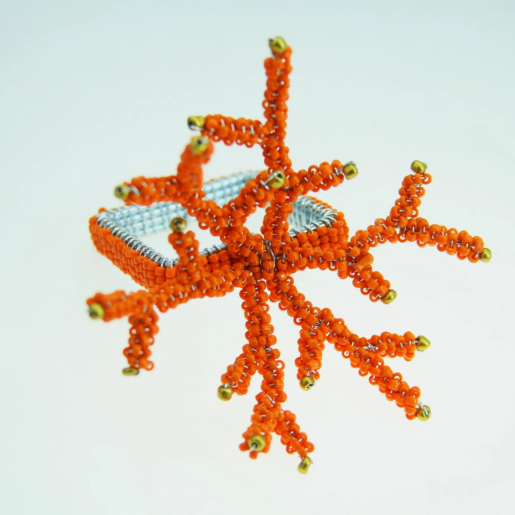 coral napkin ring in colors glass beads napkin holder,