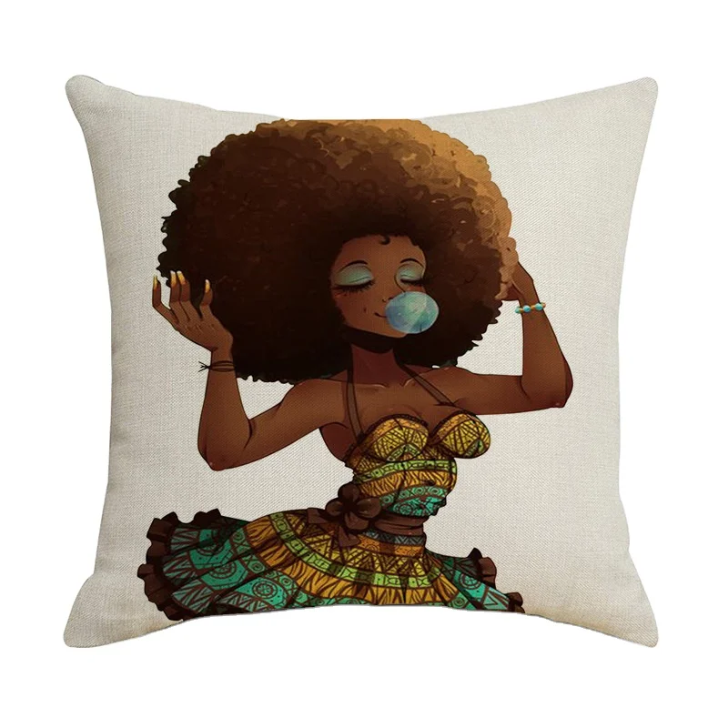 45 * 45 Cm African National Style Throw Pillow Case Linen Single Side Pattern Decorative Home Car Office Cushion Pillow Cover