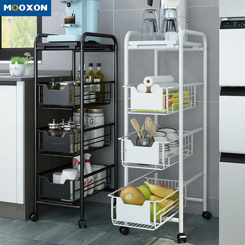 Moveable Storage Cart Home Kitchen Furniture Spice Rack Organizer Bathroom Trolley