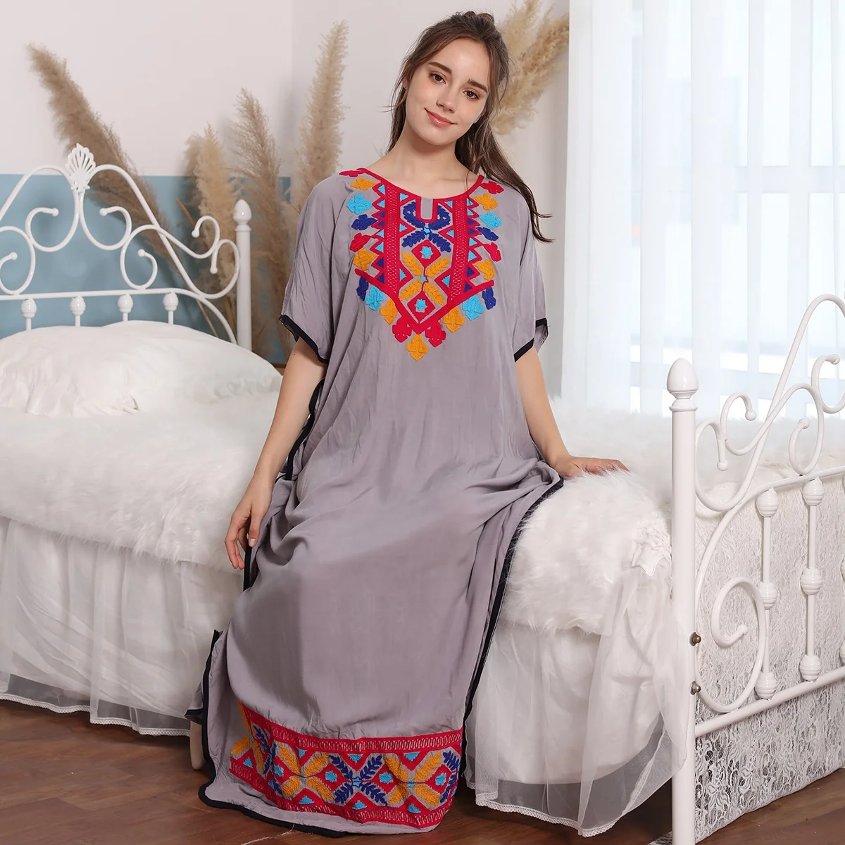 
Wholesale muslim embroidery dress factory Customization dubai islamic clothing 