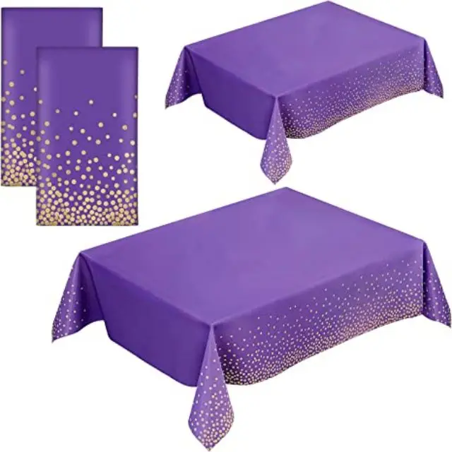 Waterproof Purple gold point plastic disposable dining table cover party table cloths disposable non woven table cloth roll