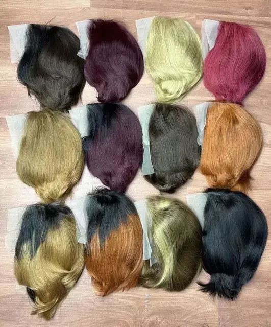 WXJ Hot Beauty 13x4 Lace Front Pixie Cut Wig Wholesale 100% Brazilian Short Wigs Human Hair Bob Wig With Bang For Black Women