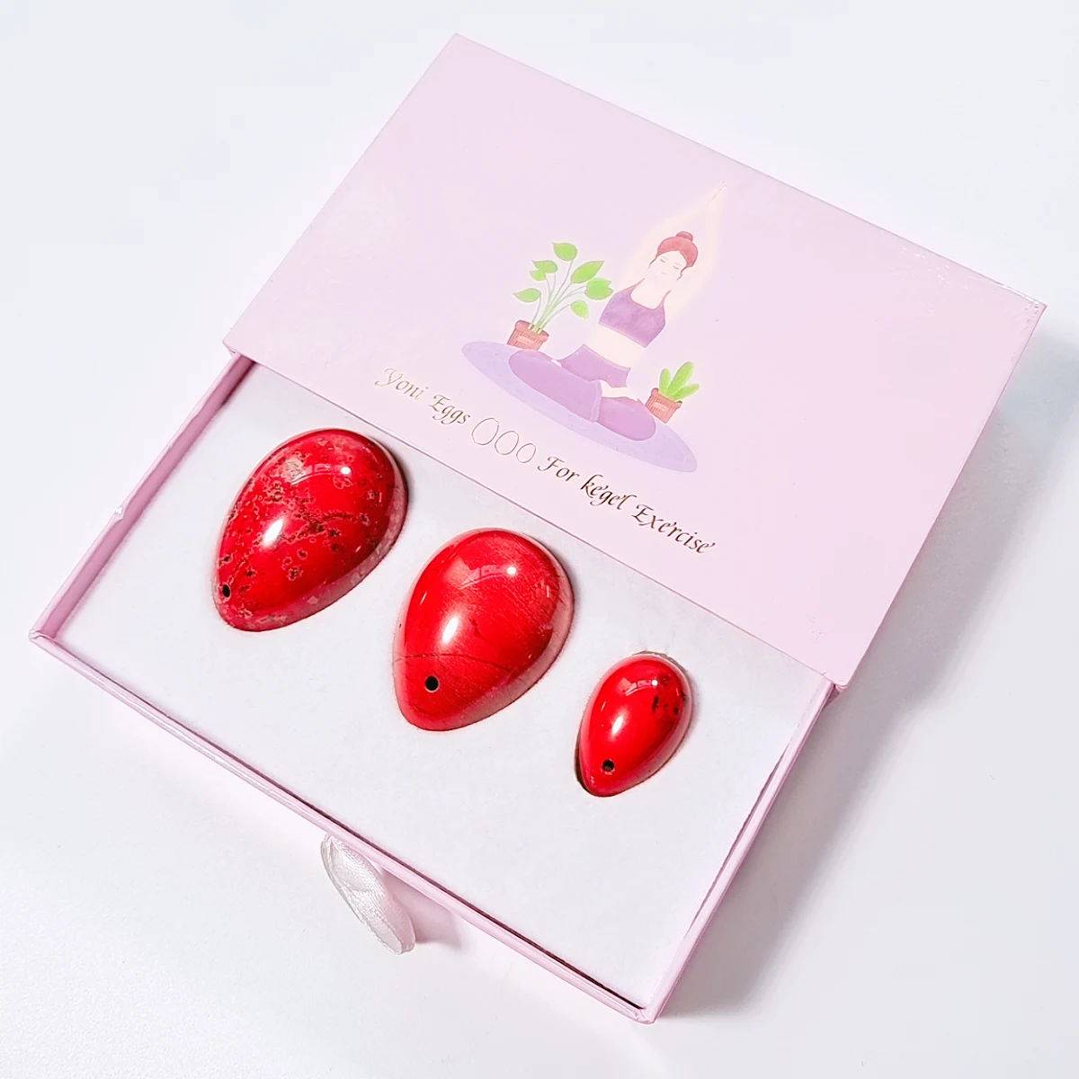 semi-precious stone Best Present Natural Red Jasper Kegel Certified Yoni Eggs Set Massage Box selling best gift