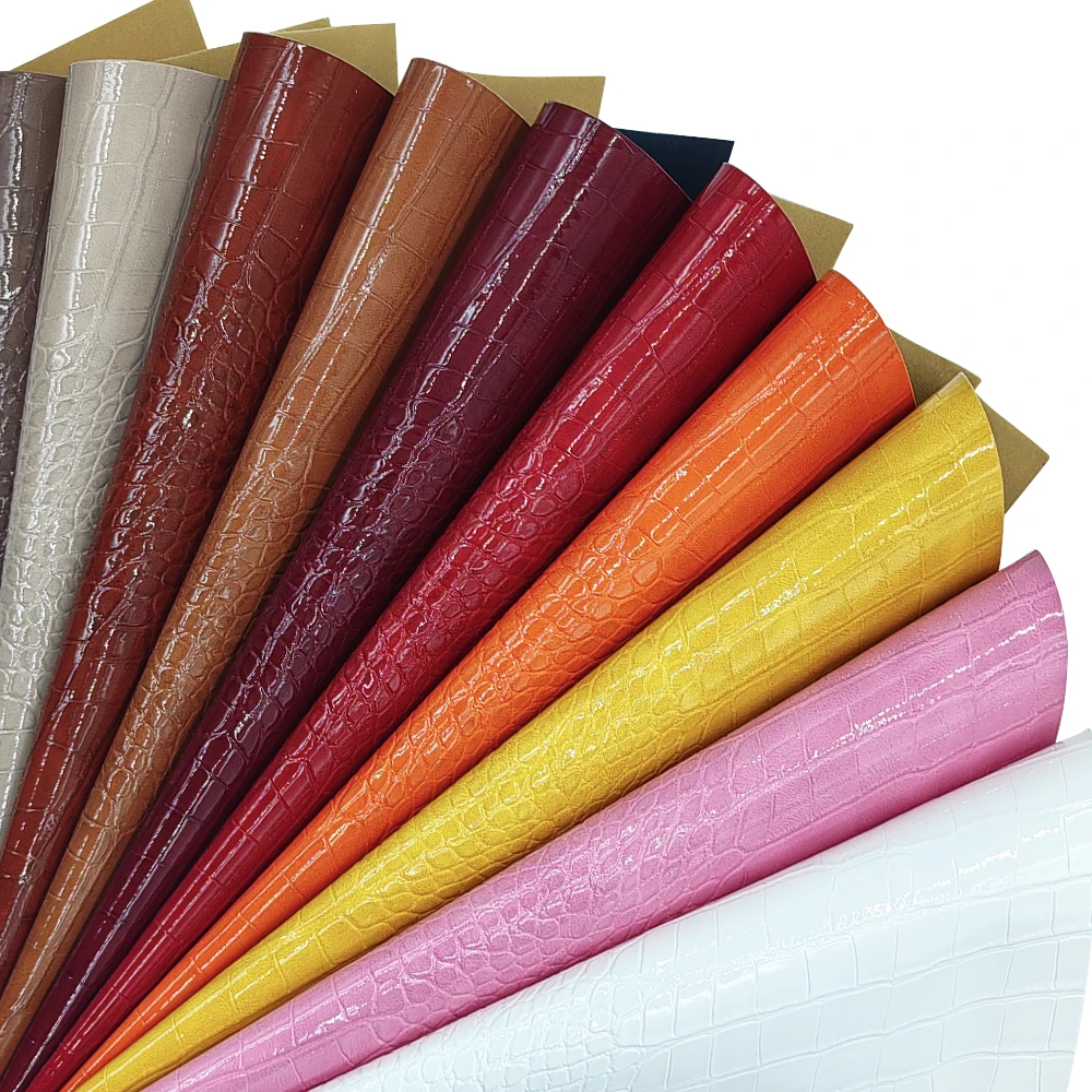 Crocodile Texture Embossed Solid Colors PU Synthetic Vinyl Leather