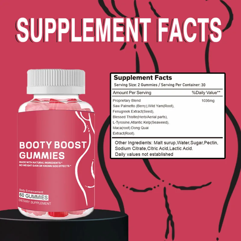 Hot Selling Private Label Butt Enhancement Gummies Lifter Bigger Booty Hip Enlargement Gummies Candy BBL Gummies