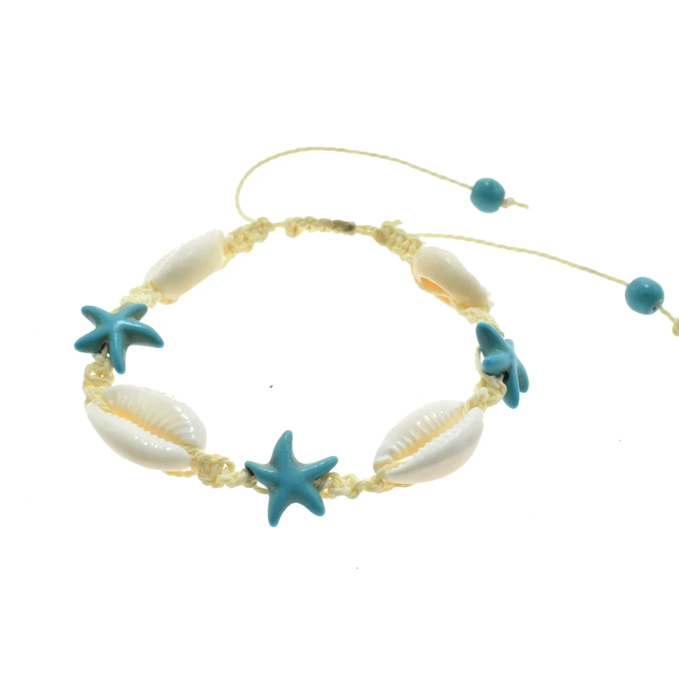 Hot Selling Hawaii  Turquoise And Pink Bracelet Handmade cowrie shell starfish Adjustable Braided Bracelet For Party Gifts