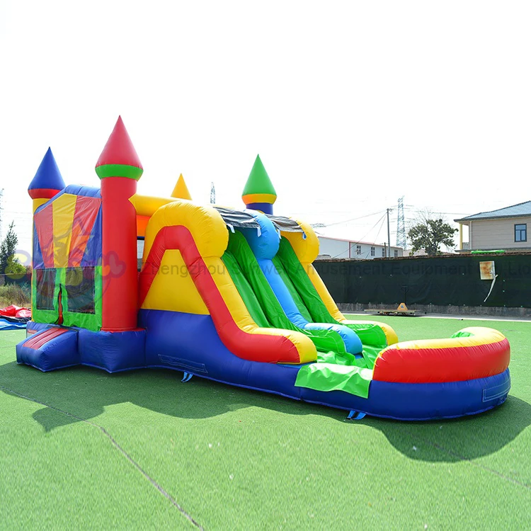 Commercial indoor moon bounce house bouncy castle jumper with water slide inflatable mini used moonwalker jumping bouncer